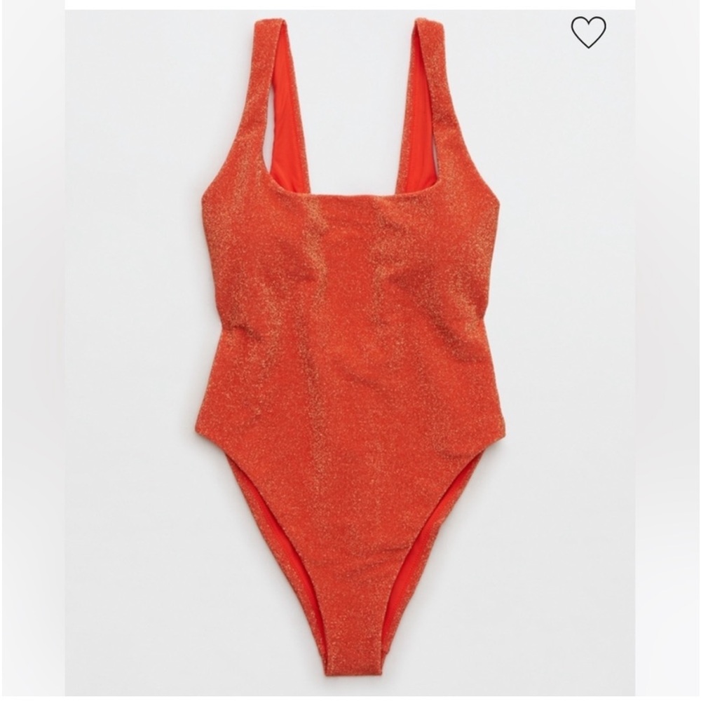 Aerie Orange Sparkle One Piece (L)